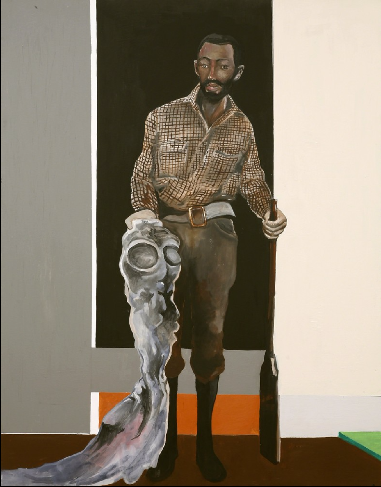 “Man with Shotgun and Alien” by Noah Davis.