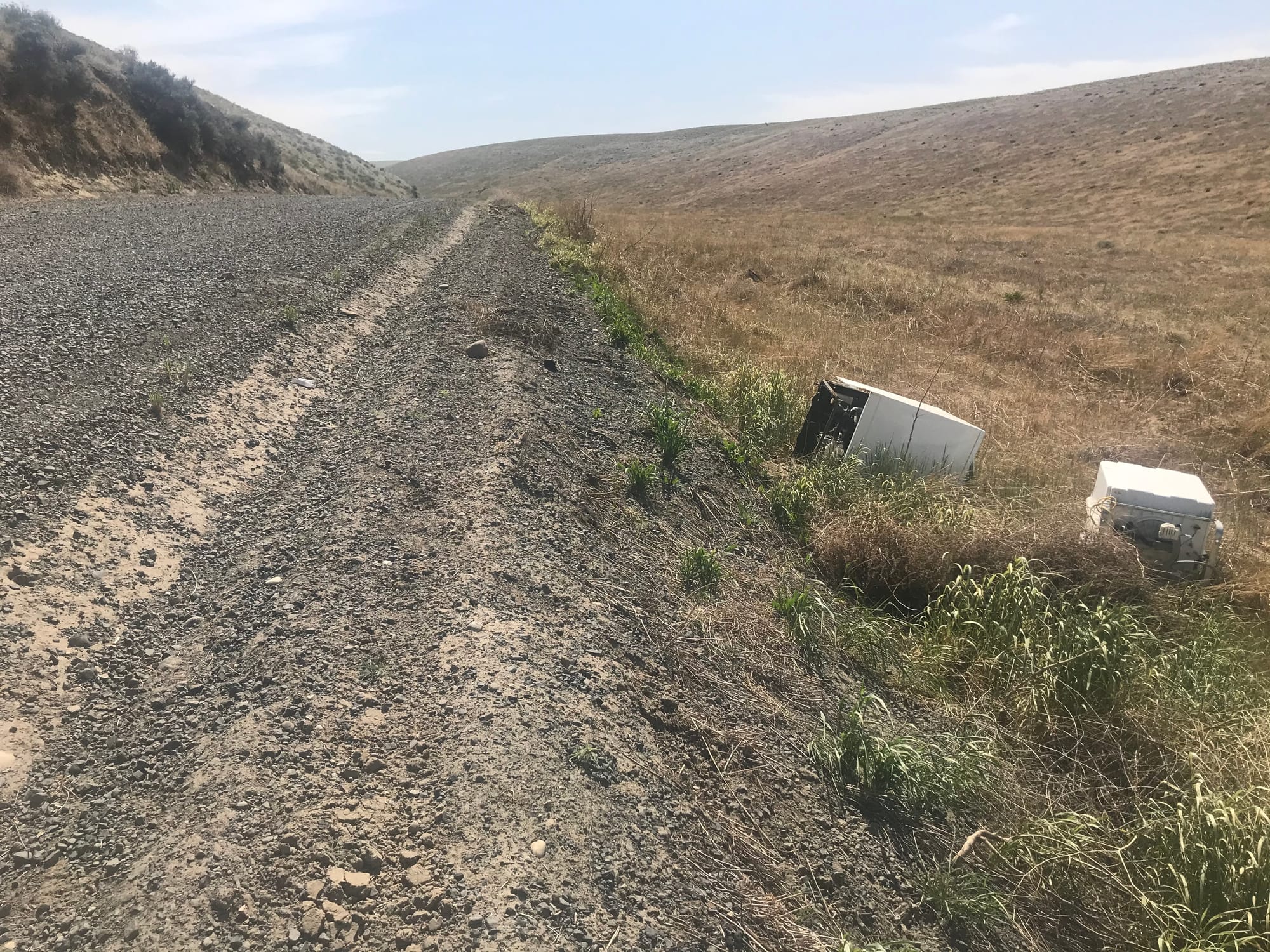 A dumped washing machine