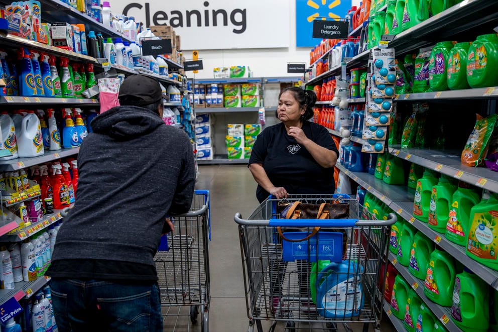 Dawn and her son in a grocery isle