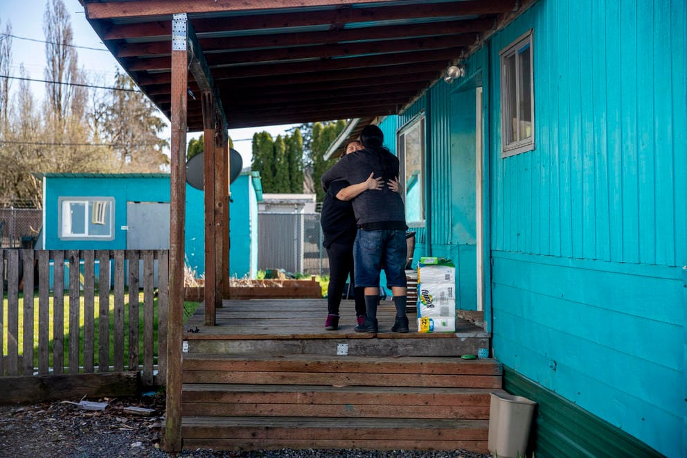 Dawn and her son hug