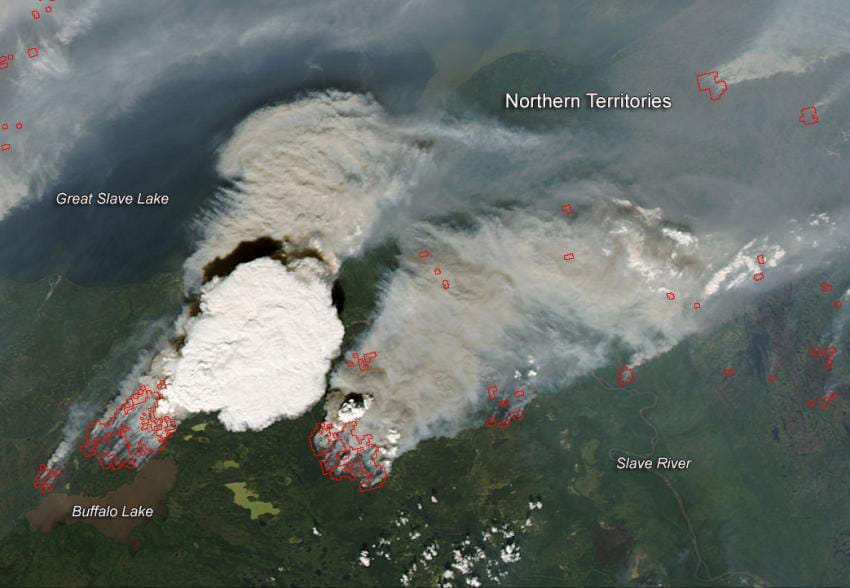 overhead view of wildfire