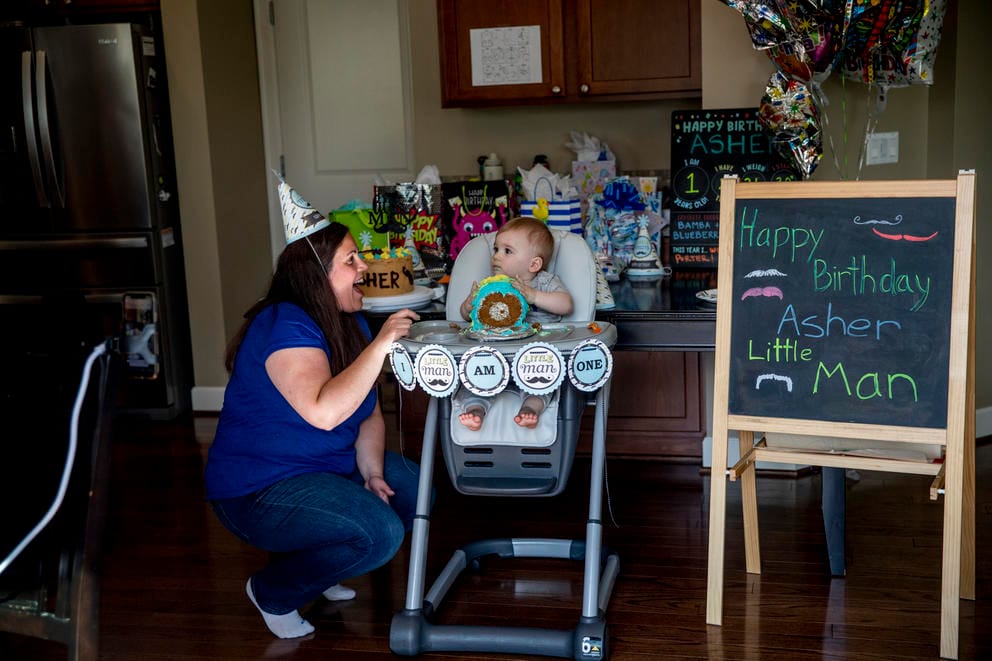 Jennifer laughs with her son Asher