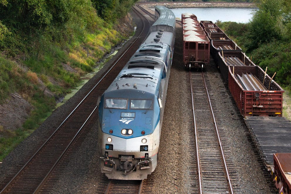 The Amtrak Empire Builder heads north 