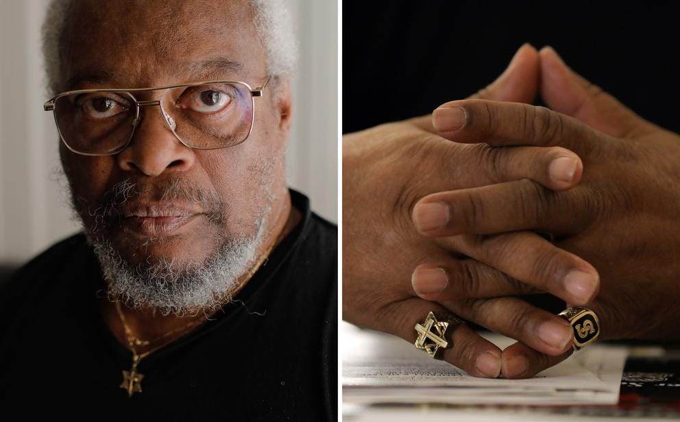 left, picture of Quick; right, his hands