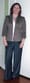 What she's wearing: pin-striped trousers
